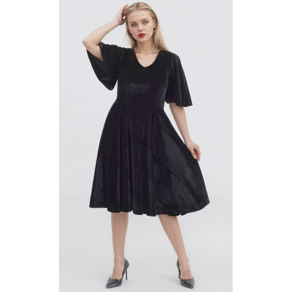 Attitude Corsets - Keon Fit And Flare Midi Short dress - Black